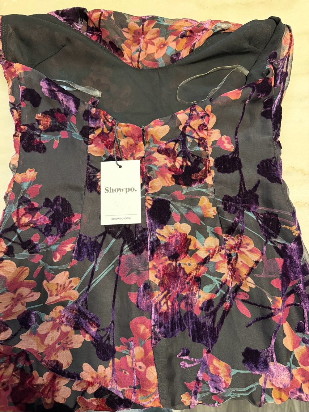 Showpo Floral Maxi Dress in Black and Purple - Picture 8 of 9